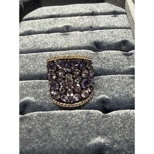 BBJ Sterling Silver Tanzanite Cluster Statement Ring Size 7.25 925 Filigree Band